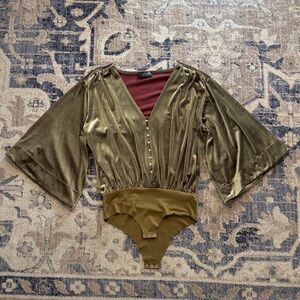 Zara Velvet Olive Green Women's Top